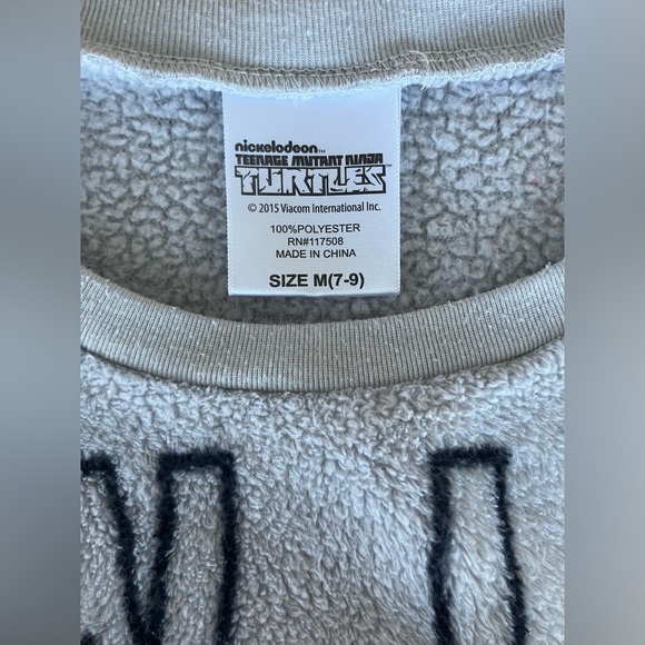 Nickelodeon TMNT Ninja Turtles Fleece Polyester Pullover Sweater Gray Med (7-9) - Picture 4 of 5